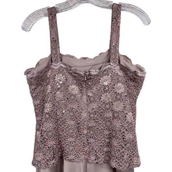 NWT Alex Evenings Formal Gown Size 6 Champagne Lace Sequin Bodice Long Dress - Picture 8 of 15